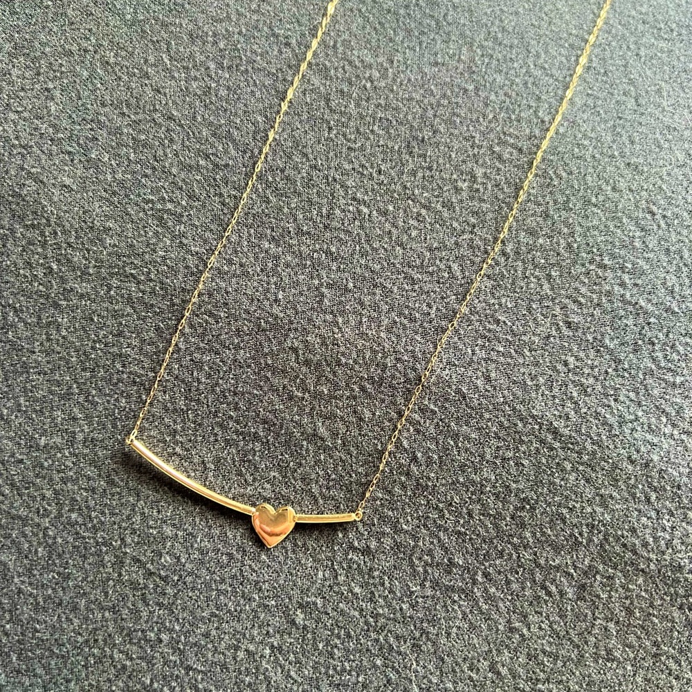 Yellow 10k Gold Polished Bar Necklace with Heart